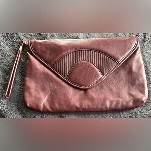 Women's Maroon Envelope Clutch - Soft Faux Leather